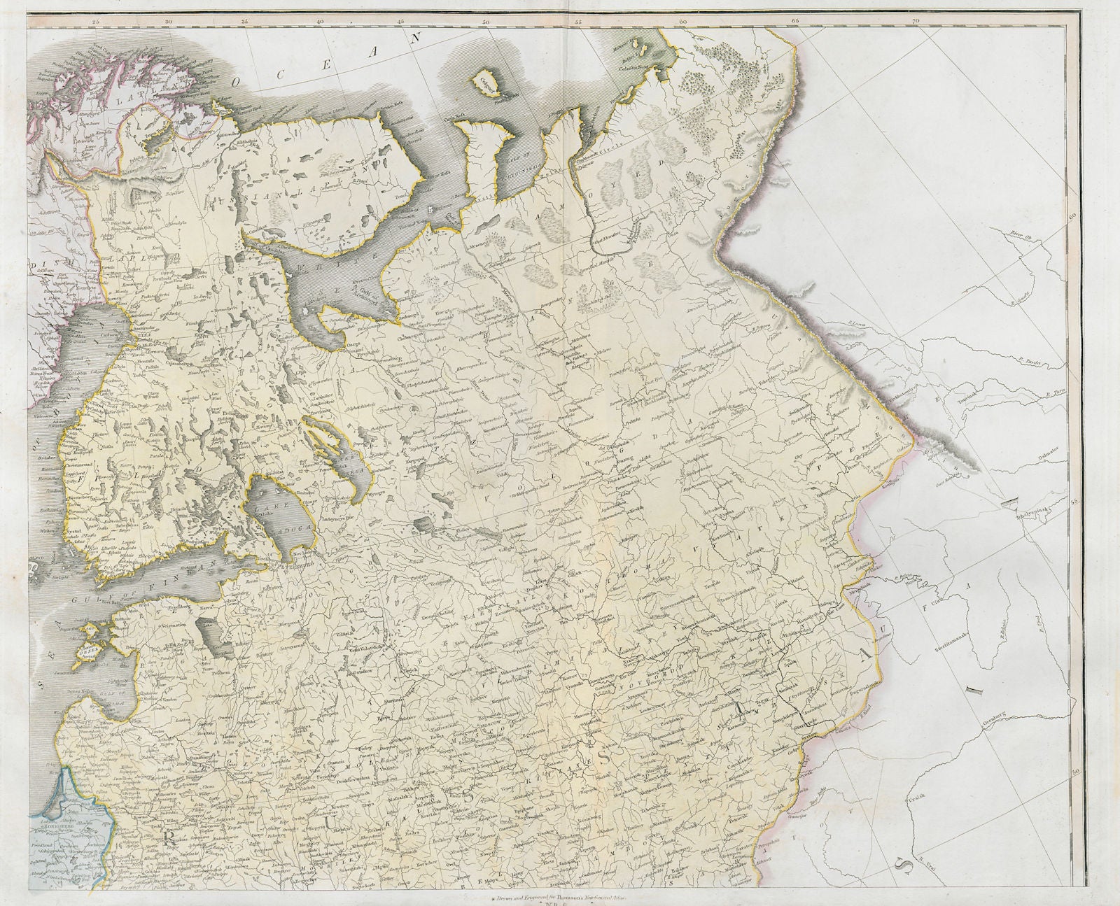 European Russia, Finland, the Baltic States & Belarus. THOMSON 1830 old map